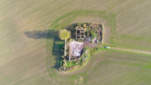 Drone aerial photo of an abandoned farm in the uk
