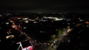 drone, Bolsover castle, junction arts, lantern parade, event, events, night flying, aerial photography, drone photography, photography, warehouse aerial photography, distribution warehouse, commercial drone photography, sunset, sunsetting