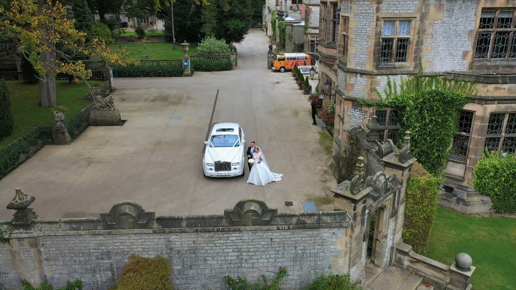 "wedding car" "drone wedding photography" "wedding filming" "bride" "groom" "derbyshire wedding videography" "Yorkshire wedding videography" "wedding videographer"